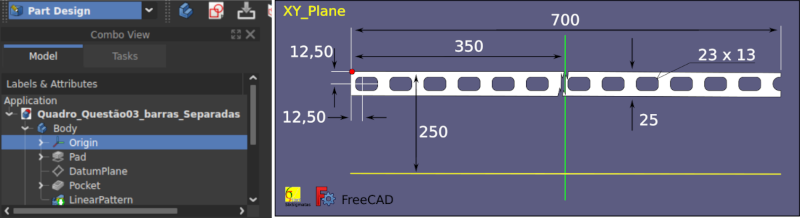 Detalhes sobre construção do modelo da barra horizontal superior