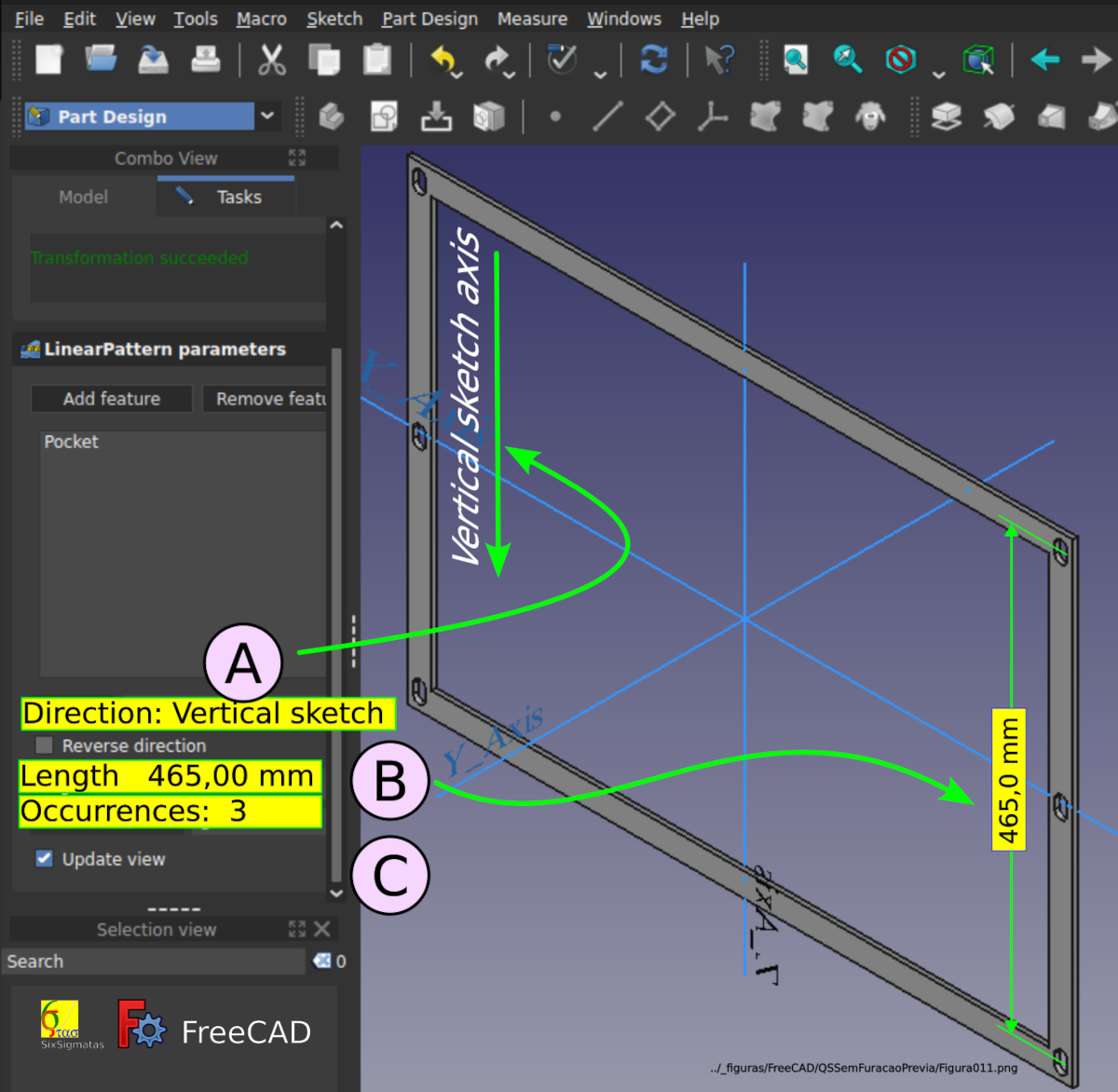 Ajustando os valores do Linear Pattern